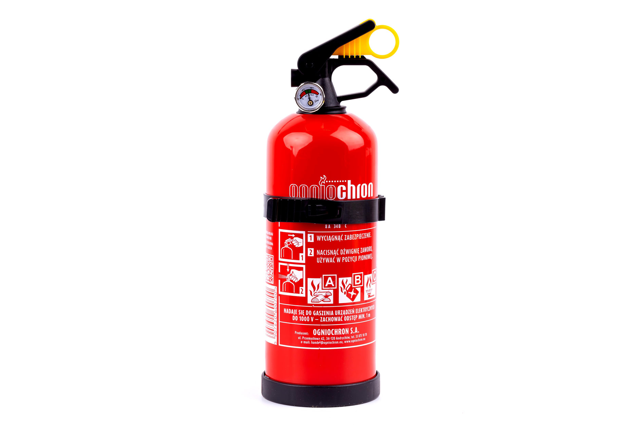 Estintore 1 kg a polvere ABC con supporto e manometro