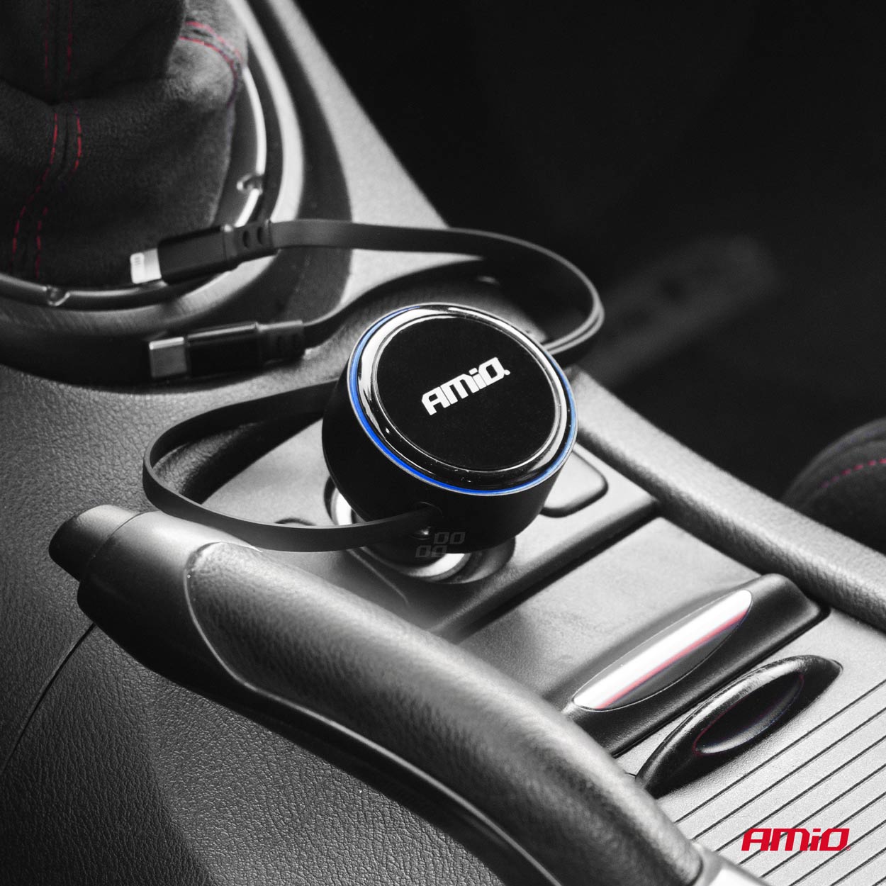 Caricabatterie da auto con cavo retrattile Tipo C + cavo LIGHTNING IPHONE + USB-C - immagine 2